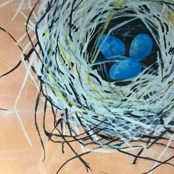 WELCOME TO OUR NEST IS A FRAMED PRINT OF AN ORIGINAL ACRYLIC PAINTING.